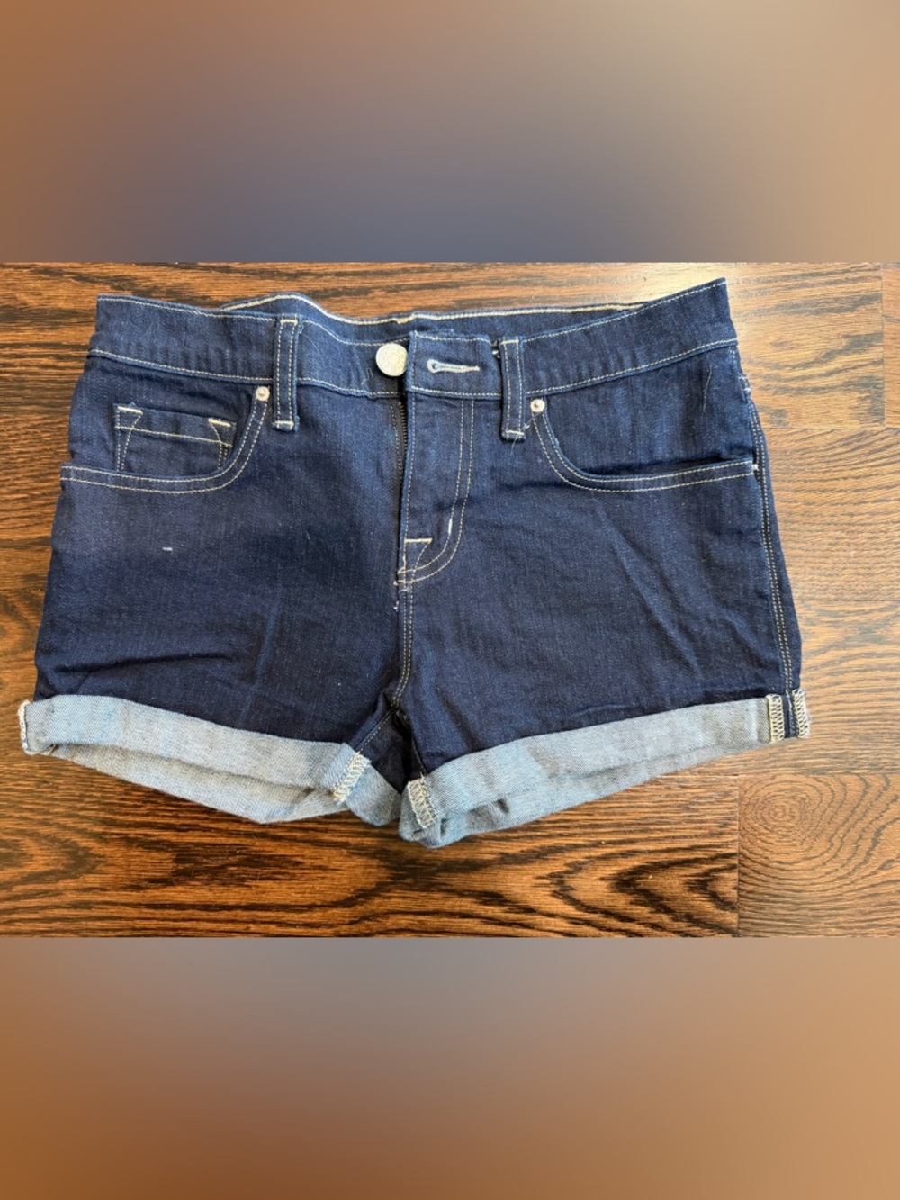 BDG Dark Blue Mid Rise Rolled Cuff Denim Shorts Size 25